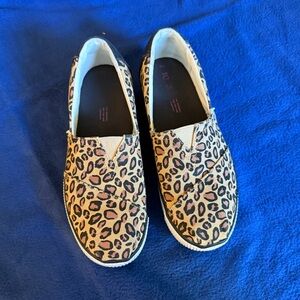 Toms Alpargata Boardwalk Platform Cheetah Leopard Slip On Shoes Sz 9
